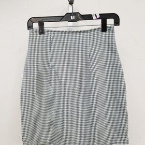 Vintage Gingham Dark Green and white mini skirt Size 26 Waist and 19' length